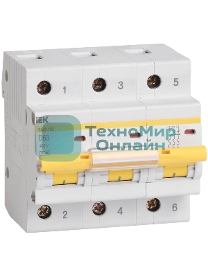 Выключатель автоматический IEK MVA40-3-032-D ВА47-100 3Р 32А 10кА х-ка D IEK