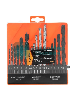 Набор сверл по бетону, металлу, дереву Sparta 3-4-5-6-8-10 мм, 18 шт. пласт. бокс, цилин. хвост.