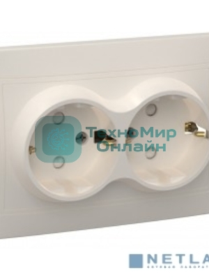 Розетка 2-м СП Кварта 16А РС12-3-ККм с заземл. IP20 крем. ИЭК ERK24-K33-16-DM