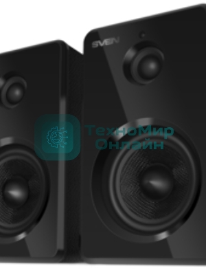 Акустическая система SVEN SPS-730 2.0 черные (2x25Вт, экокожа, USB/SD, пульт ДУ, Bluetooth)
