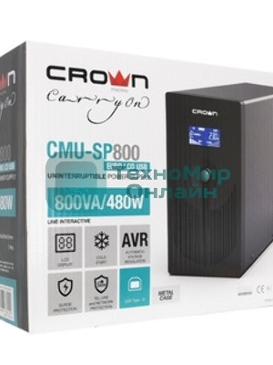 Источник бесперебойного питания Crown CMU-SP800EURO LCD/800 ВА/450 Вт/4 x евророзетка с заземлением (Schuko)