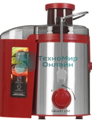 Соковыжималка GALAXY LINE GL 0816 красный/серебристый, центробежная, 850 Вт, 550 мл, механическое