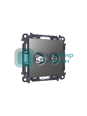 Комплект механизма розетки TV оконечной + SAT 5-862MHz 3.5dB/950-2150MHz 3.5dB ALFA Антрацит серый QUANT (AP6633, VM217) MA663310