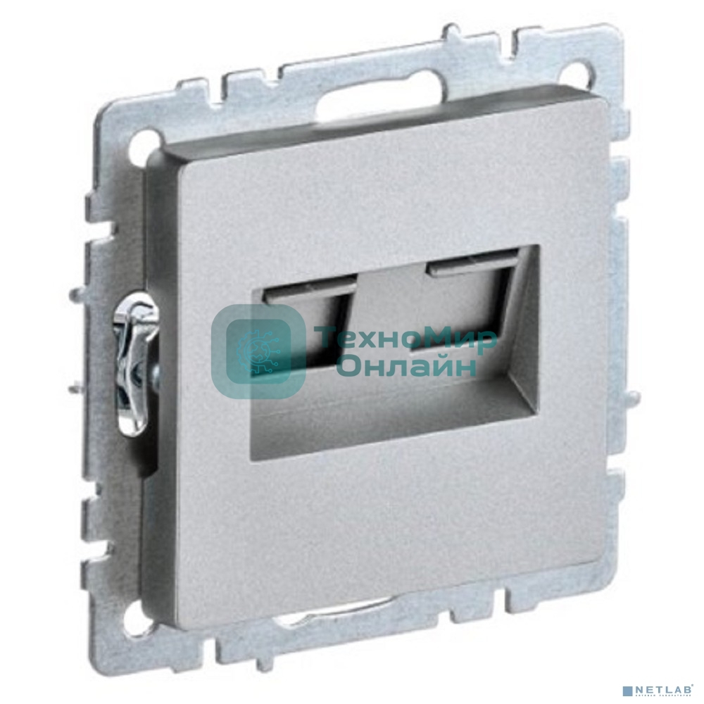 Розетка компьютерная двойная СП RJ45 кат.5E BRITE РК10-2-БрА алюм. IEK BR-K20-1-K47