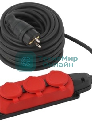 Удлинитель силовой ЭРА UK-3e-3x1,5-20m-IP44(KG) с заземлением 3 розетки каучук 20 м КГ 3х1,5мм2 IP44