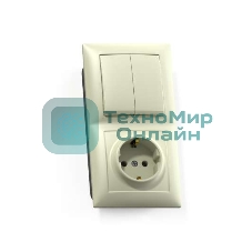 Блок Кунцево-Электро СП БКВР-412 Селена (2-кл. выкл. + розетка с заземл.) сл. кость
