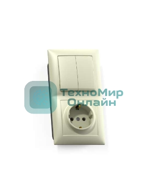 Блок Кунцево-Электро СП БКВР-412 Селена (2-кл. выкл. + розетка с заземл.) сл. кость