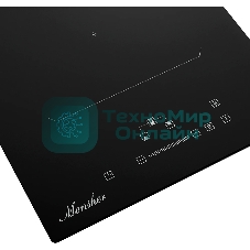 Индукционная варочная панель Monsher MHI 3011, индукция, инвертер, 30 см, 9 уровней мощности, бустер, Stop and Go, автоматическое отключение, таймер, индикатор остаточного тепла, сенсорное/слайдерное управление, черный