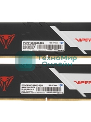 Оперативная память Patriot Viper Venom, DDR5, 16GB (1x16GB), 5600 MHz, CL36, с радиатором, серый