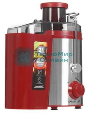 Соковыжималка GALAXY LINE GL 0816 красный/серебристый, центробежная, 850 Вт, 550 мл, механическое
