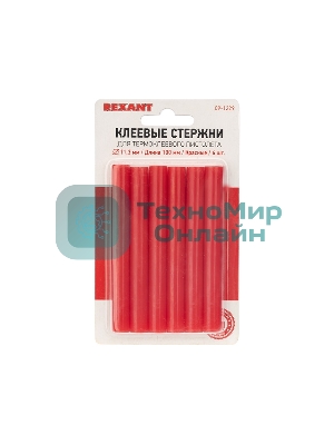 Клеевые стержни Rexant, Ø11 мм, 100 мм, красные, 6 шт., блистер