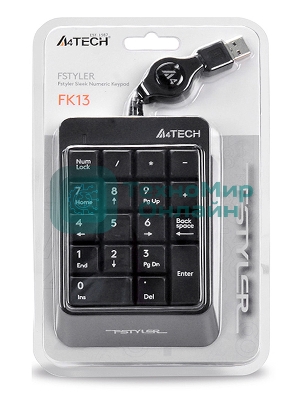 Числовой блок проводной A4Tech Fstyler FK13, USB, серый