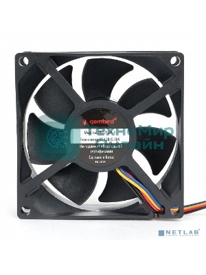 Вентилятор Gembird D8025SM-4 черный 80мм 3000rpm 32db 4-pin