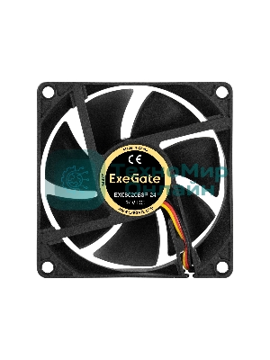 Вентилятор для корпуса ExeGate EX08020B3P-24 черный, 80 мм, 4000 об/мин, 42.3 дБ, 3 pin