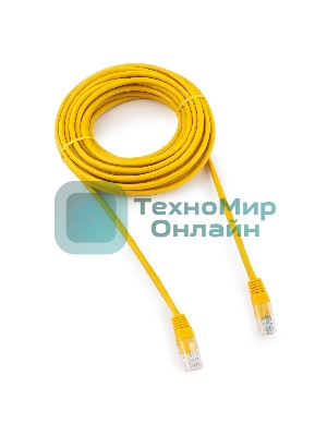 Патч-корд медный UTP Cablexpert PP10-7.5M/Y cat.5, 7.5м, литой, многожильный, желтый
