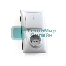 Блок Кунцево-Электро СП БКВР-412 Селена (2-кл. выкл. + розетка с заземл.) белый