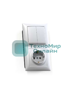 Блок Кунцево-Электро СП БКВР-412 Селена (2-кл. выкл. + розетка с заземл.) белый