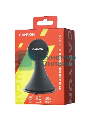 Автодержатель для смартфона на панели приборов и ветровом стекле Canyon Car черный