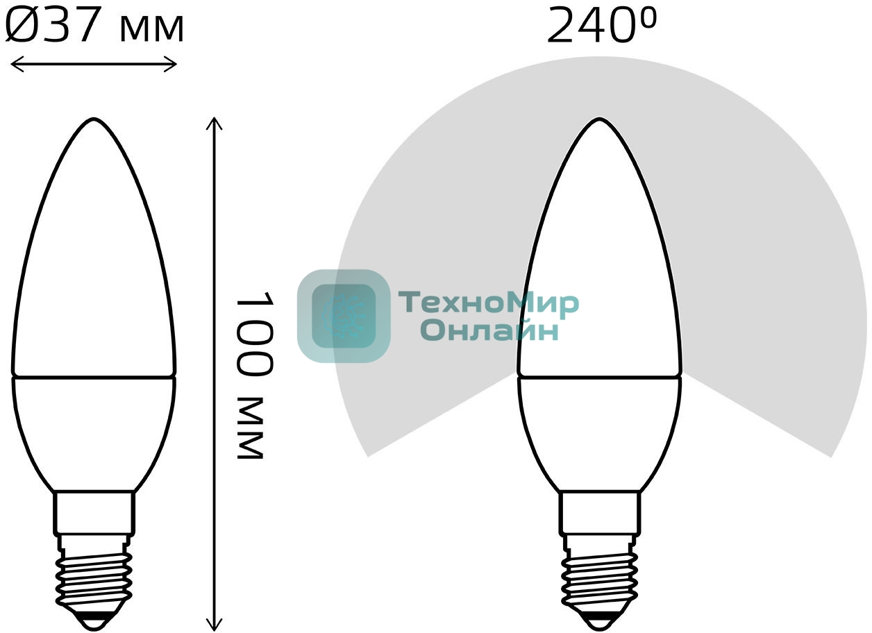 Лампа светодиодная Свеча Gauss 6W E14 RGbW+димирование LED 1/10/100
