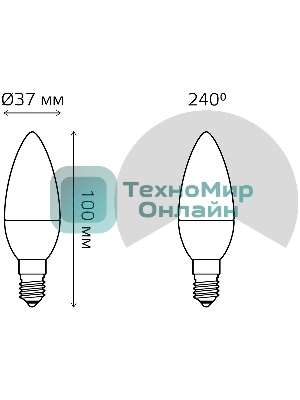 Лампа светодиодная Свеча Gauss 6W E14 RGbW+димирование LED 1/10/100