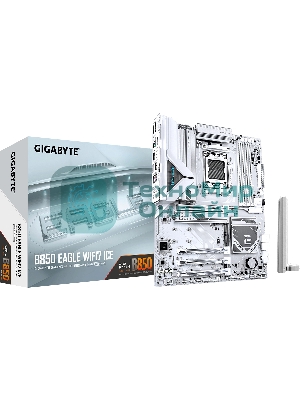 Материнская плата Gigabyte B850 EAGLE WIFI7 ICE, AM5, AMD B850, 4xDDR5, 4xSATA, 3xM.2, 1xPCIe 5.0 x16, 1xPCIe 4.0 x4, 2xPCIe 3.0 x1, 1xDP (v1.4), 1xHDMI, 1x2.5Gb LAN, Wi-Fi 7, Bluetooth 5.4, 1xUSB-C 5Gbps, 2xUSB-A 10Gbps, 2xUSB-A 5Gbps, 4xUSB-A 2.0, 3x3.5 мм, 7.1, ATX