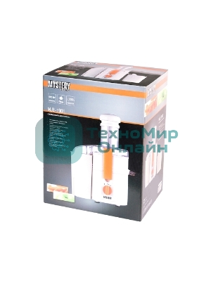 Соковыжималка Mystery MJE-1901 белый, центробежная, 900 Вт, 900 мл, механическое