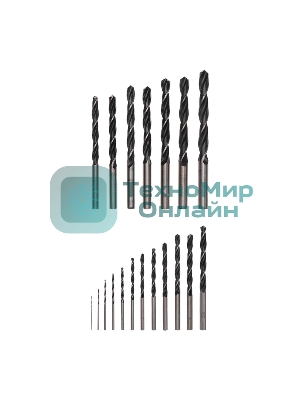 Набор сверл по металлу Kranz 1-10 мм (через 0,5 мм), 19 шт. HSS 4241 Ш/Х