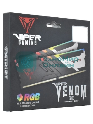 Оперативная память Patriot Viper Venom, DDR5, 64GB (2x32GB), 5600MHz, CL40, DIMM, с радиаторами, RGB, черный