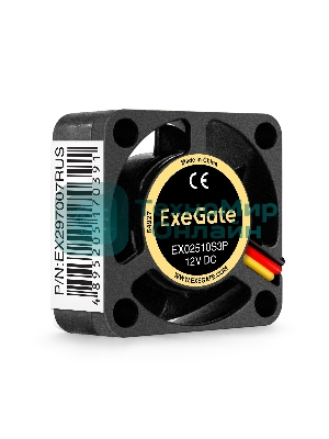 Вентилятор для корпуса ExeGate EX02510S3P черный, 25 мм, 10000 об/мин, 22 дБ, 3 pin