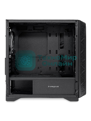 Компьютерный корпус без блока питания HSPD M321, Mesh Mini-tower, черный, slide TG, 0.45 SPCC, 2x140мм ARGb+1x120мм ARGb mATX, mITX 160/340/184мм 2x2.5