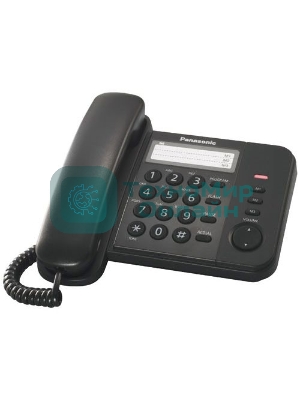 Телефон проводной Panasonic KX-TS2352RUB черный индикатор вызова,порт для доп. телеф. оборуд.,4 уровня громкости звонка