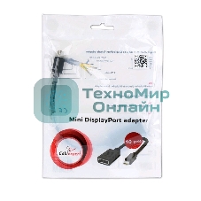 Переходник miniDisplayPort - DisplayPort, Cablexpert A-mDPM-DPF-001, 20M/20F, 16см, черный, пакет