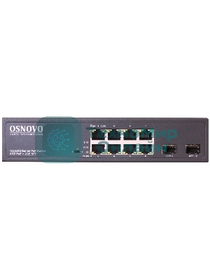 Коммутатор Osnovo Гигабитный PoE коммутатор на 10 портов, 8 *10/100/1000 Base-T PoE, 2*SFP 1000 Base-T, PoE на порт до 30W, суммарно до 150W