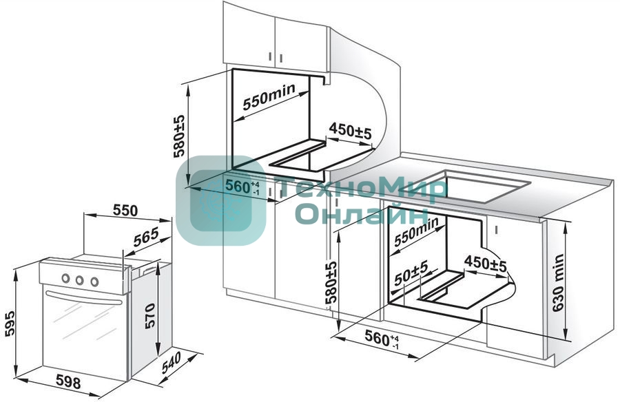 Газоэлектрический духовой шкаф Gefest 621-03 К56, встраиваемый