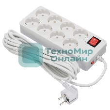 Сетевой фильтр Buro 800SH-5-W 5 м, 8 розеток, белый, коробка