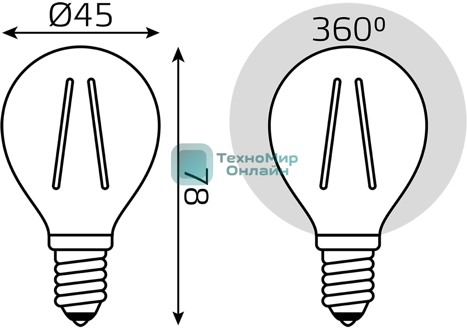 Лампа светодиодная филаментная Gauss Filament 10Вт цок.: E14 шар св. свеч. бел. нейт. (упак.: 10 шт)