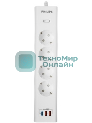 Сетевой фильтр Philips CHP8246WB/51 3м, 4 розетки, белый