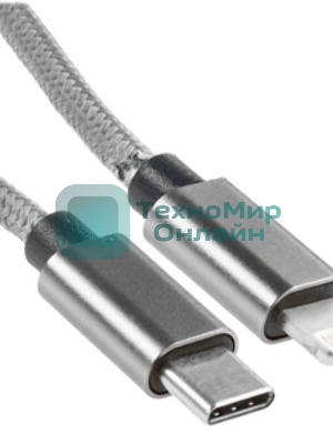 Кабель Rexant Type-C - Lightning PD/1м/nylon/gray