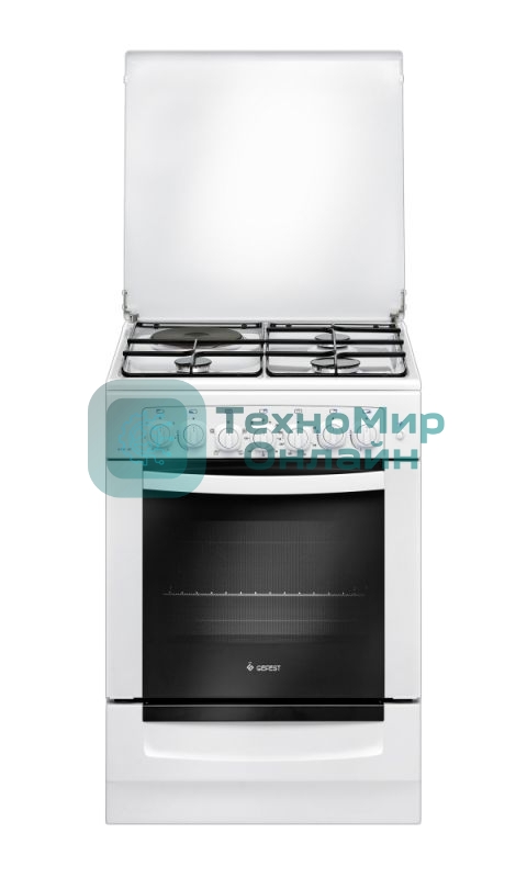 Плита комбинированная Gefest ПГЭ 6112-02 белый, конфорок 4 шт, духовка 55 л, 60 см x 85 см x 60 см