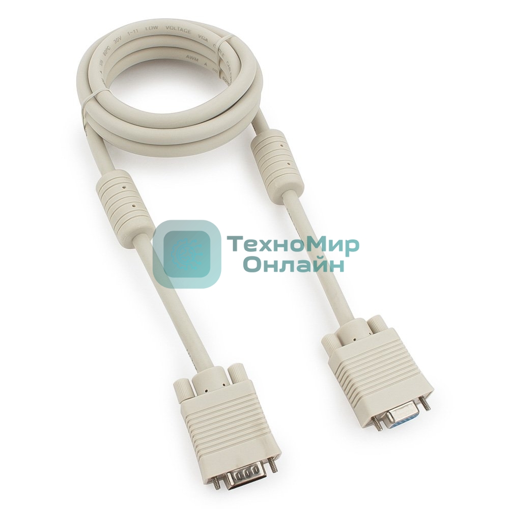 Кабель Gembird удлинитель VGA Premium,1.8м,15M/15F,тройн. экран,феррит. кольца,пакет
