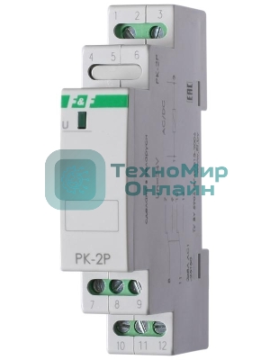 Реле промежуточное PK-2P/Un (монтаж на DIN-рейке 35мм 24В AC/DC 2х8А 2P IP20) F&F EA06.001.008