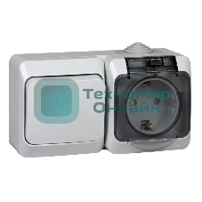 Блок ОП Этюд (1-кл. выкл. + евророз. защ. шторки) IP44 сер. SchE