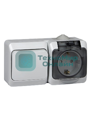 Блок ОП Этюд (1-кл. выкл. + евророз. защ. шторки) IP44 сер. SchE