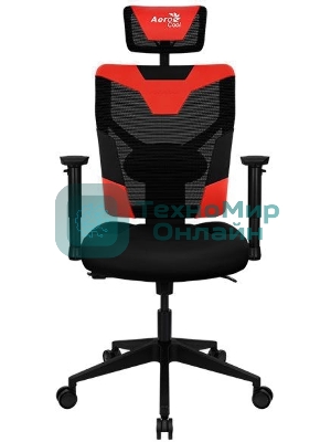 Кресло Aerocool GUARDIAN Champion красный, сетка, 150 кг, подголовник, регулируемые подлокотники, механизм качания, поясничная подушка