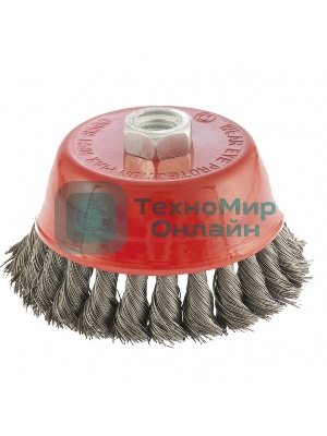 Щетка Matrix для УШМ, 100 мм, М14, Чашка, крученая проволока 0,35 мм