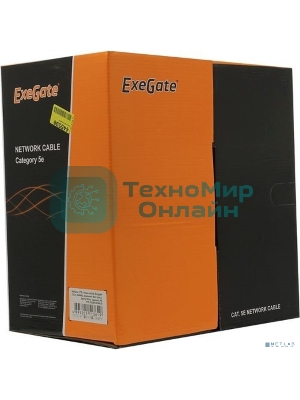 Кабель ExeGate UTP 4 пары кат.5e CCA, 24AWG, внешн., без троса, бухта 305м, черный, PE