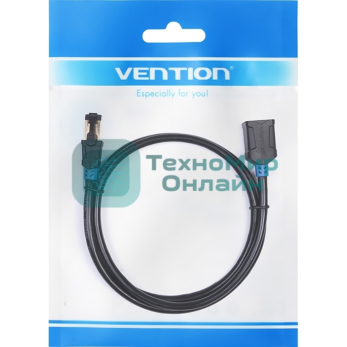 Патч-корд удлинитель Vention прямой SSTP cat.6, RJ45 - 2м. черный