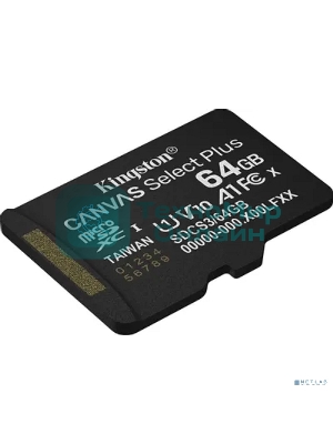 Флеш карта Micro SecureDigital 64Gb Kingston Canvas Select Plus Gen3 100Mb/s A1, без адаптера
