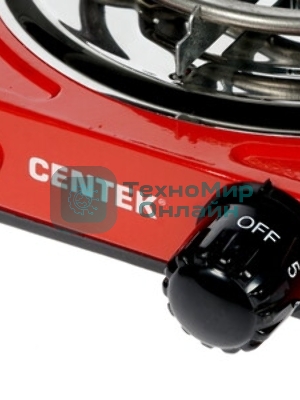 Плита настольная электрическая Centek CT-1508 красный, 1 кВт, ТЭН, конфорки - 1, эмаль, поворотные переключатели