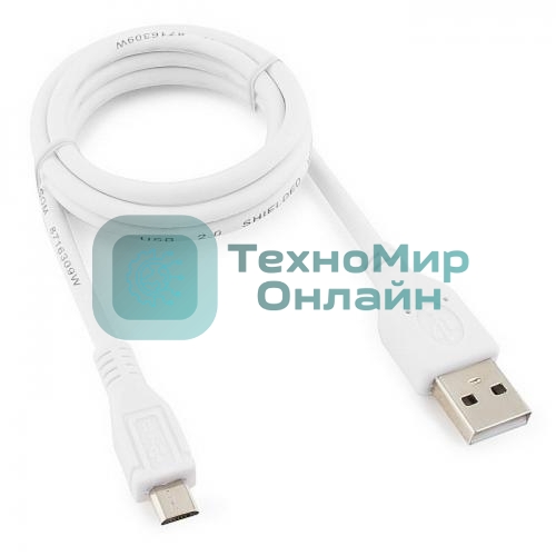 Кабель USB2.0 Pro Cablexpert CCP-mUSB2-AMBM-W-1M, AM/microBM 5P, 1м, экран, белый, пакет